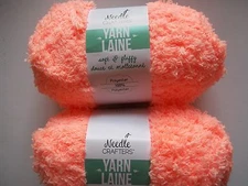 Needle Crafters Soft & Fluffy plush yarn, Peach Sorbet, lot of 2 (40 yds ea)