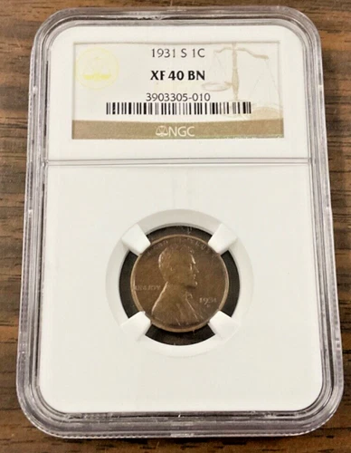 1931 S Lincoln Cent, NGC XF 40 BN. Better Date.