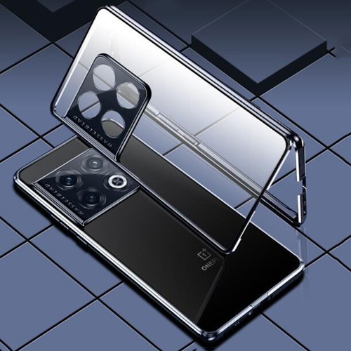 Für OnePlus 10 Pro Etui Magnet Metall Doppelhartglas Etui Vollabdeckung