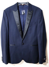 Express Men's 328 Navy Extra Slim Wool-blend Performance Tuxedo Jacket size 38R