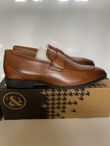 Thomas & Vine Bishop Leather Penny Loafers in Brown Size 12 New in the Box - Picture 5 of 12