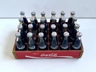 Vintage 24 Miniature 3" Coca Cola Glass Bottles in Red Wood Crate