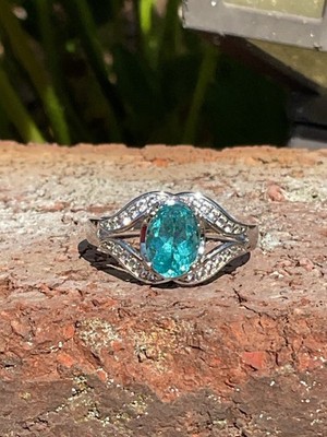 Aquamarin Ring oval 4 kt .925 Silber 7