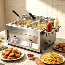 Stainless Steel Commercial Countertop Gas Fryer Deep Fryer (LPG) 2 Basket