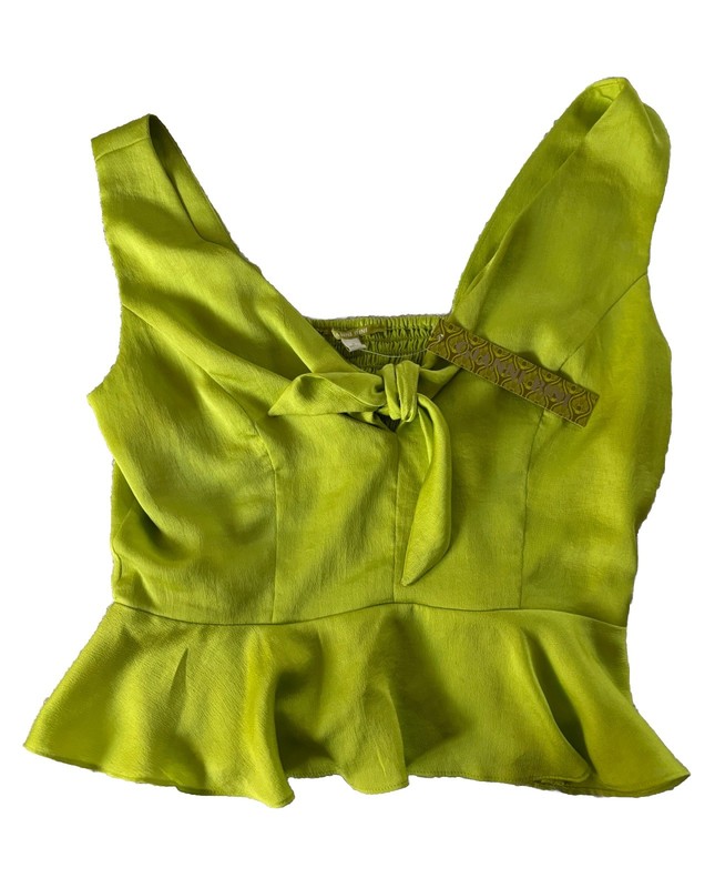 Gianni Bini New Top Sleeveless Ruffle Peplum Neon Green Women’s Size 4