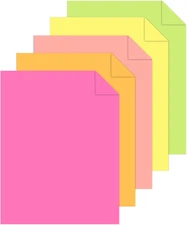 50 Sheets Neon Printer Paper 8.5 X 11 Assorted Colored Copy Computer Paper 20 Lb