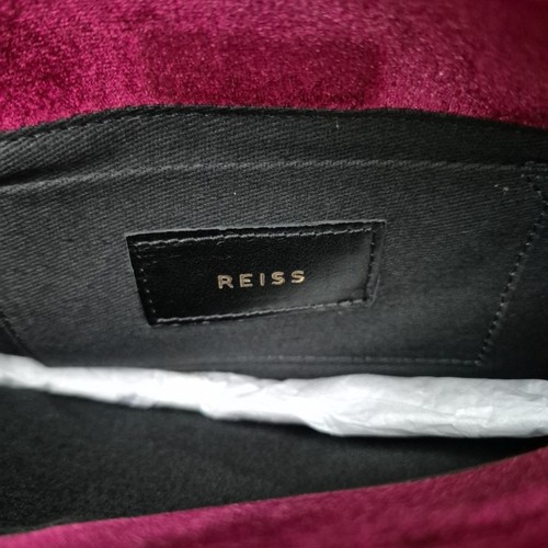 REISS Beau Velvet Crossbody Clutch Bag, Burgundy, With Tags + Dust Bag ,RRP:£148 - Picture 10 of 13