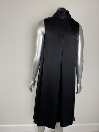 Abbey Glass Tie Neck Silk Dress Women’s Small Black Satin - Picture 3 of 11