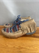 Twisted X Girls Chukka Driving Moc Fringe Boots Southwestern Aztec Tan Size 3 M