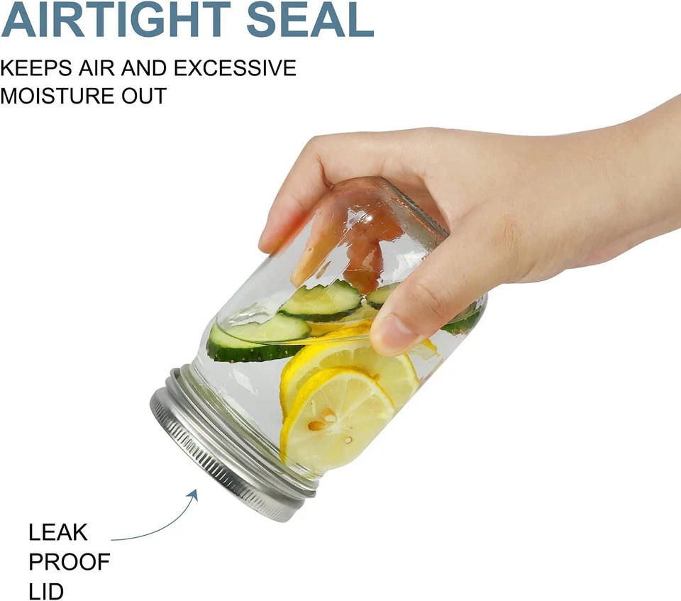 Frascos de vidrio Mason de 12 oz con tapas plateadas separables, 20 unidades, EE. UU. Foto 4 de 4