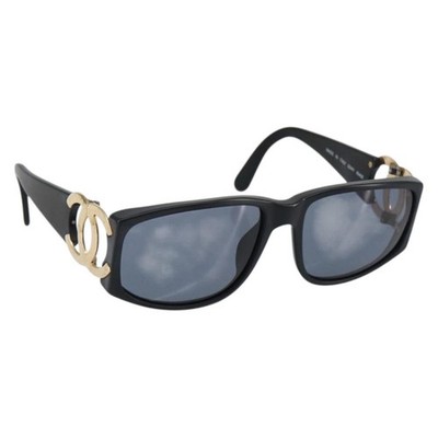 CHANEL COCO Mark Sunglasses Plastic Black CC Auth 143837 | eBay