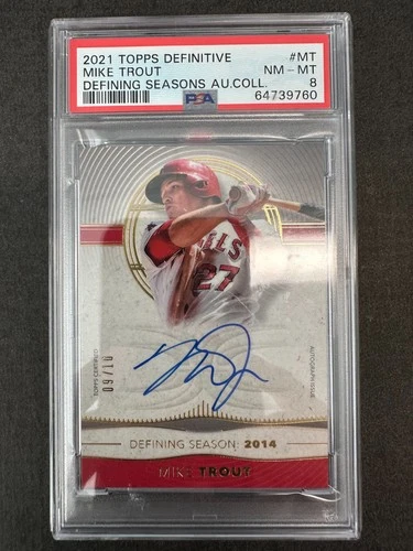 2021 Topps Definitive Defining Seasons Auto Mike Trout /10 PSA 8
