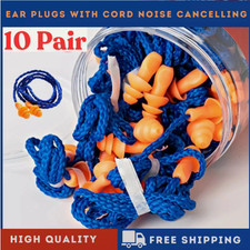 Ear Plugs With Cord Noise Cancelling Silicone Corded 10 Pairs Work Band Reusable