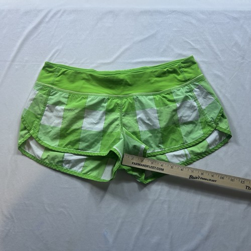 Lululemon Laufshorts Damen 10 grün kariert Gros Gingham Frond Fitnessstudio Training - Bild 6 von 10
