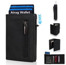 Men's Slim RFID Blocking Black Wallet With PopUp Card Holder Magnetic Minimalist