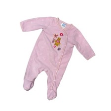 Disney Baby Winnie the Pooh and Piglet themed pink fleece footed sleeper 0/3M