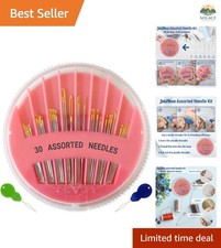 30 Pack Hand Sewing Needles, Assorted Sizes, Large Eye Stitching Needles for...