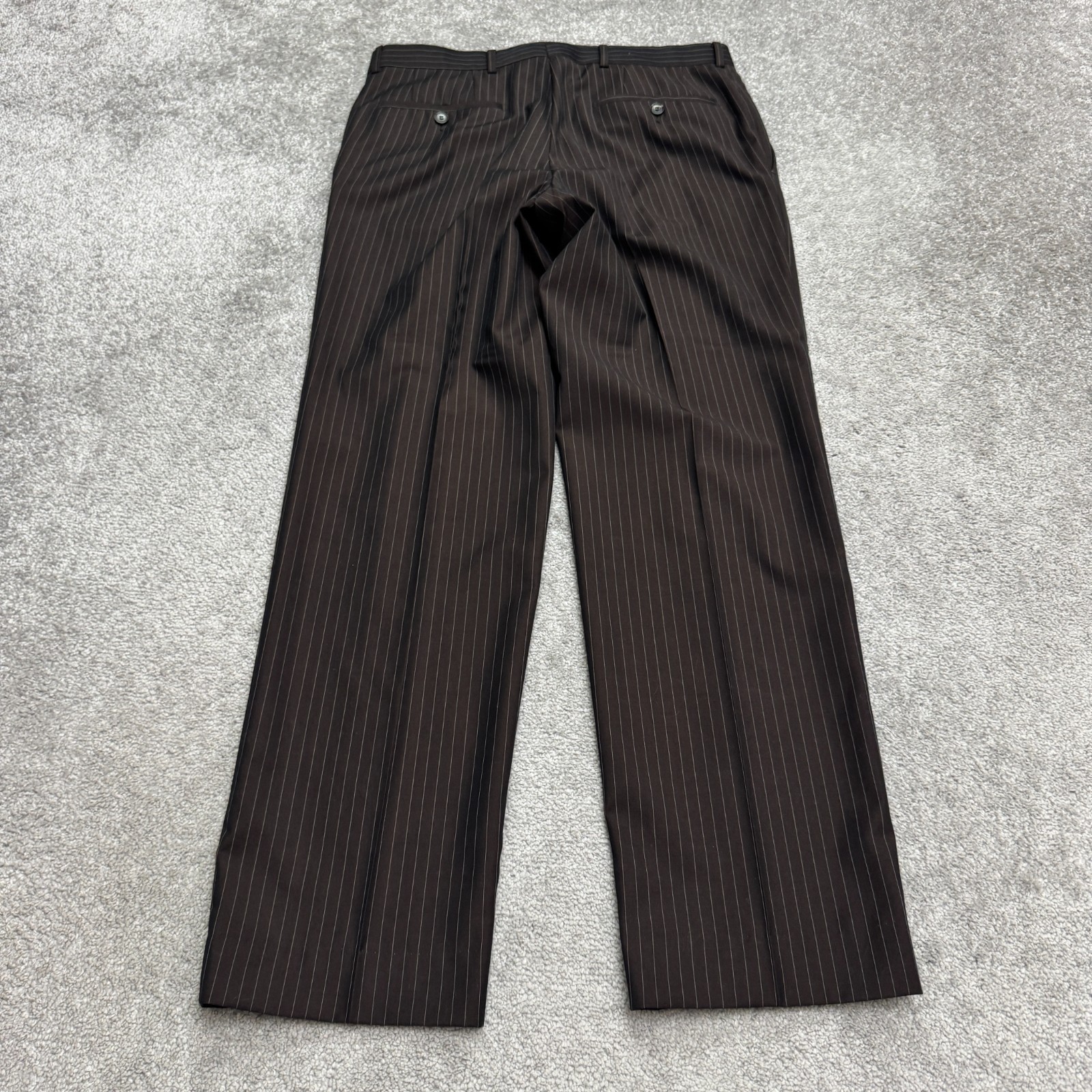 Hugo Boss Bertolucci Virgin Wool Dress Pants Mens 38S Brown Pinstriped Workwear thumbnail 2