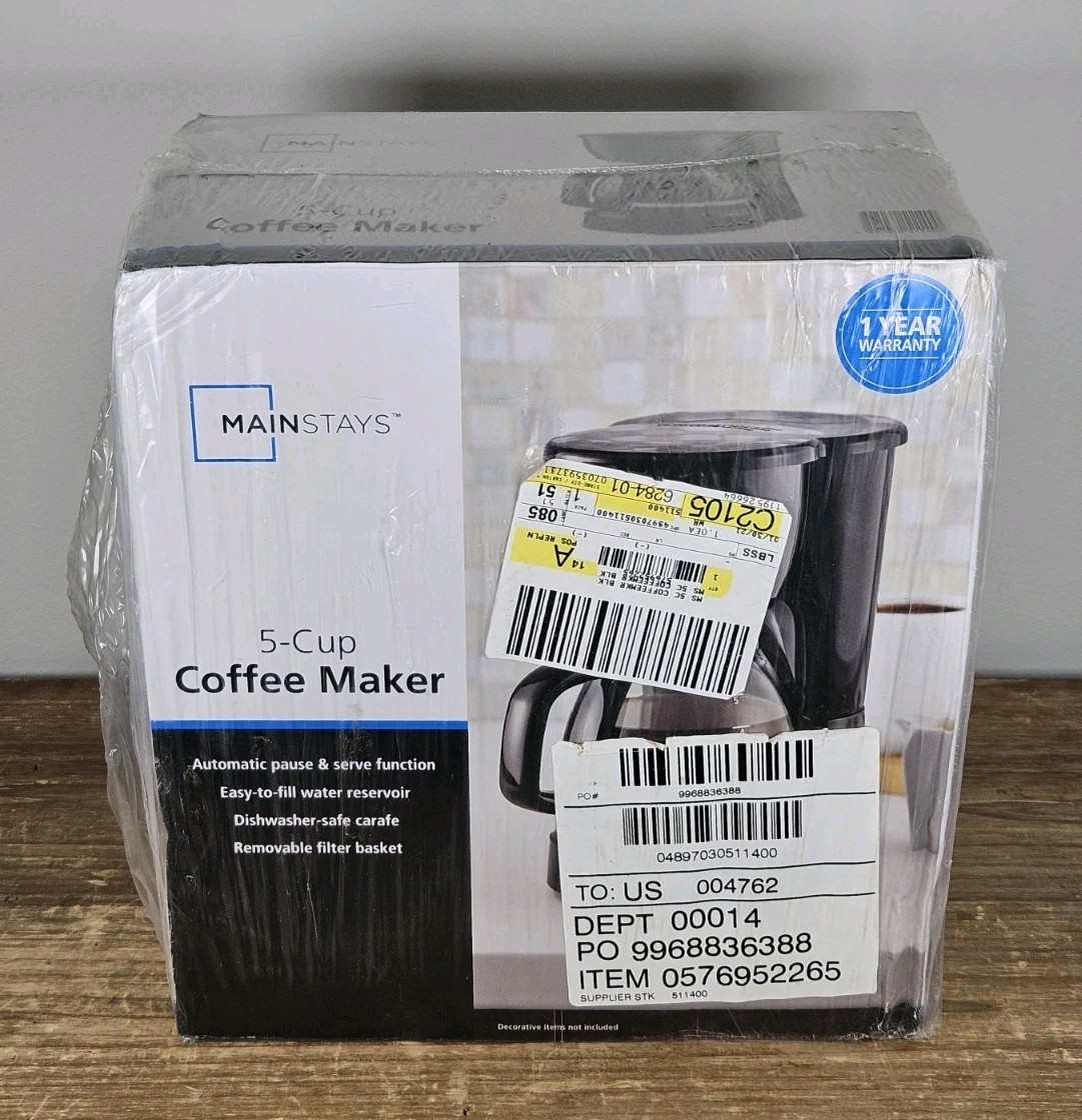Black Carafe Easy Fill Pause Filter Basket New