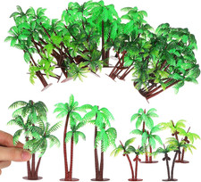 31 Pcs Plastic Coconut Palm Tree Model Set Miniature Tropical Artificial Palm Tr