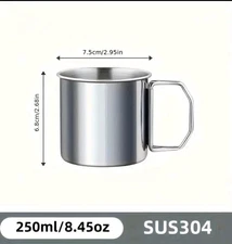 Outdoor 304 Stainless Steel Coffee Mug with Collapsible Handles 8.45oz