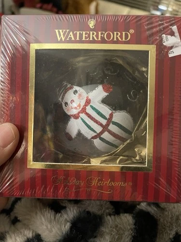 NIB Vintage Waterford Christmas Tree Ornament Snowman Snowball Holiday Heirlooms