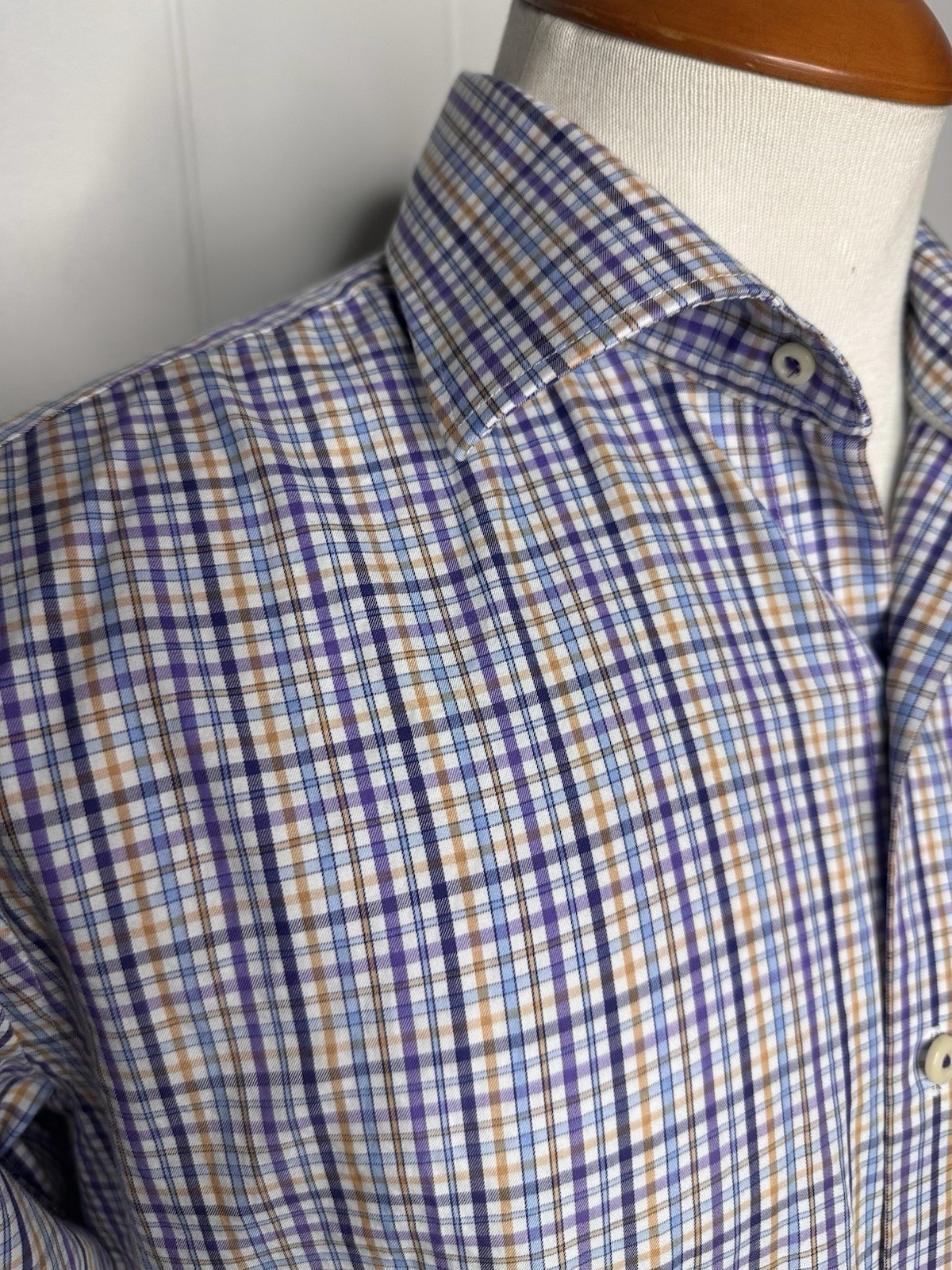Peter Millar Multicolor Checkered Long Sleeve Shi… - image 4