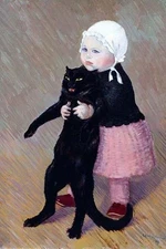 A Small Girl with a Cat Theophile Alexandre Steinlen Poster Print