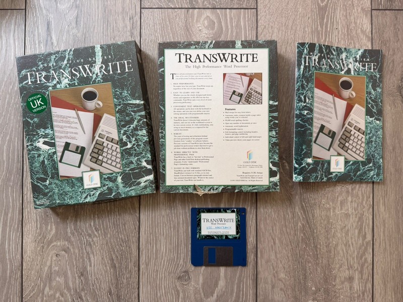 TRANSWRITE Commodore Amiga UK Version COMPLETE PAL Word Processor