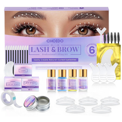 Lash Lift Kit - Eyelash Perm Kit - Eyebrow Lamination Kit, 2 in 1 Professional E