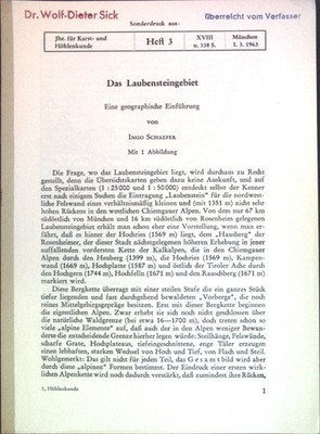 Das Laubensteingebiet: Eine geographische Einführung. Schaefer, Ingo: