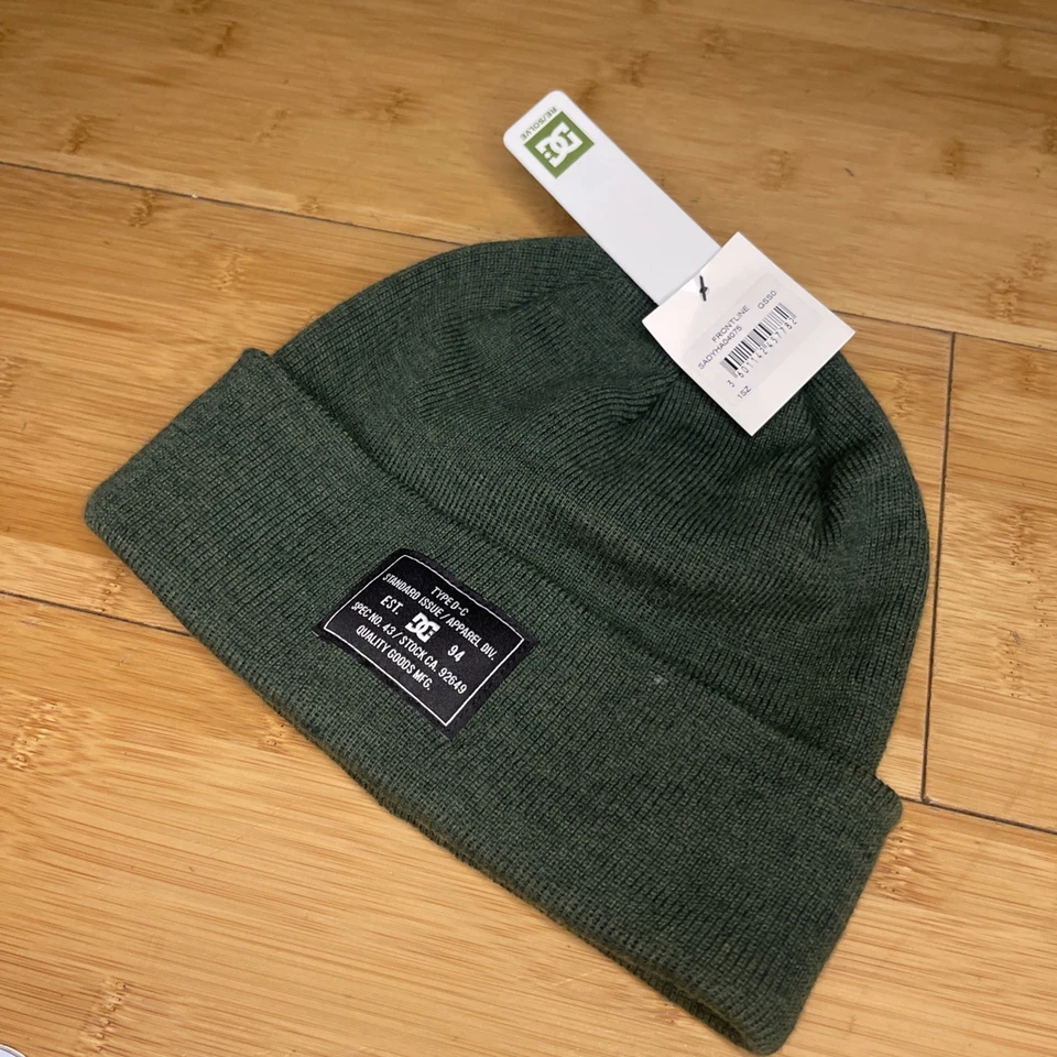 DC Shoe Frontline Verde Estilo Militar Tipo D-C Puños Tejido Gorro Gorra Patín Foto 2 de 4