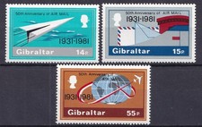 Gibraltar 1981 50 lat poczty lotniczej kompletny zestaw czysty / MNH