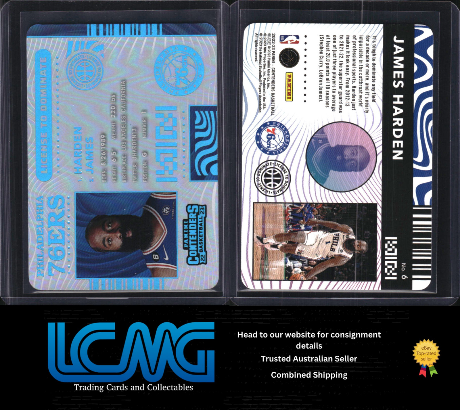 2022-23 Panini Contenders #6 James Harden License to Dominate WD