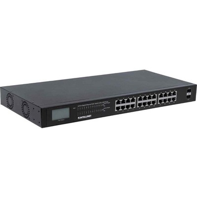Intellinet 24-Port Gigabit Ethernet PoE+ Switch with 2 SFP Ports Rack Mount