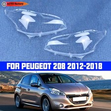 Pair Cars Headlight Lens Cover Clear Shell Lampshade For Peugeot 208 2012-2018