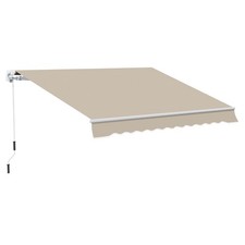 Outsunny Tenda da Sole a Manovella 4x2.5 m con Copertura Impermeabile Beige