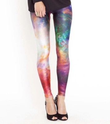 Retired Black Milk Rainbow Galaxy Print Women's Ankle Leggings Size S