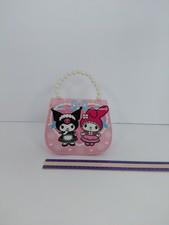 Stunning Kuromi  My Melody Light Pink Purse with Flowers and Pearl Handle Rare