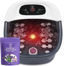 Foot Spa Bath Massager with Heat Bubbles Vibration and Jets 16oz Lavender Epsom