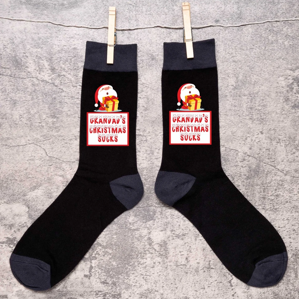 Grandad's Christmas Socks Men's Black Socks Perfect Xmas Funny Joke Present  - Image 2 of 4