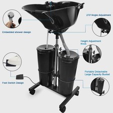 Adjustable Shampoo Bowl Portable Salon Barber Basin Hair Washing Sink Drain Hose