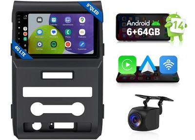 Android Auto 9'' QLED Wireless CarPlay Car Radio for Ford F150 Raptor 6+64 WiFi 6