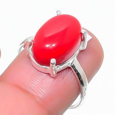 Red Coral Gemstone Handmade 925 Sterling Silver All Size Ring For Gift