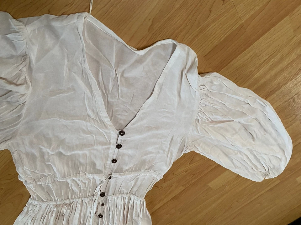 Vestido largo con botones con cordones blancos botín pirata Jens BOHO talla grande - Nuevo con etiquetas Foto 4 de 4