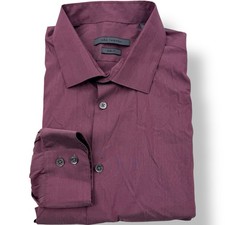 John Varvatos Collection Burgundy Cotton Slim Fit Button Up Shirt 17/34-35