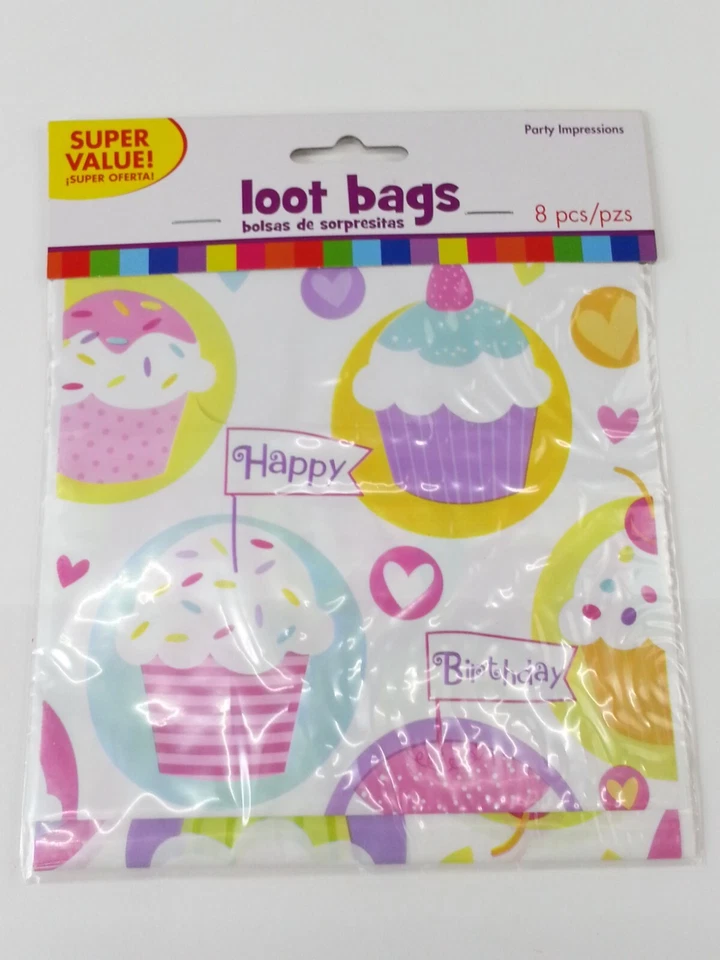 Nuevo con etiquetas Nuevo 24 piezas Bolsas de botín de feliz cumpleaños tema de cupcakes Foto 2 de 3