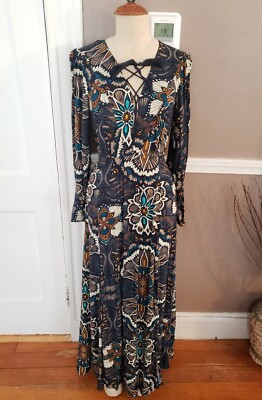 NEW!! Gorgeous Multicolor Maxi Long Sleeve Dress By H&M!! Size 2!! | eBay