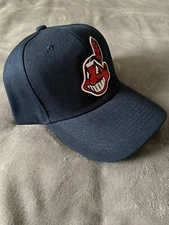 ⚾️CHIEF WAHOO Classic Vintage Throwback Logo Blue Baseball Cap Hat Adjustable ⚾️