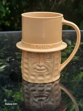 Vtg Mr. Peanut Plastic Mug Cup 4” Handled Made in USA Tan Mustard Yellow -- 5483